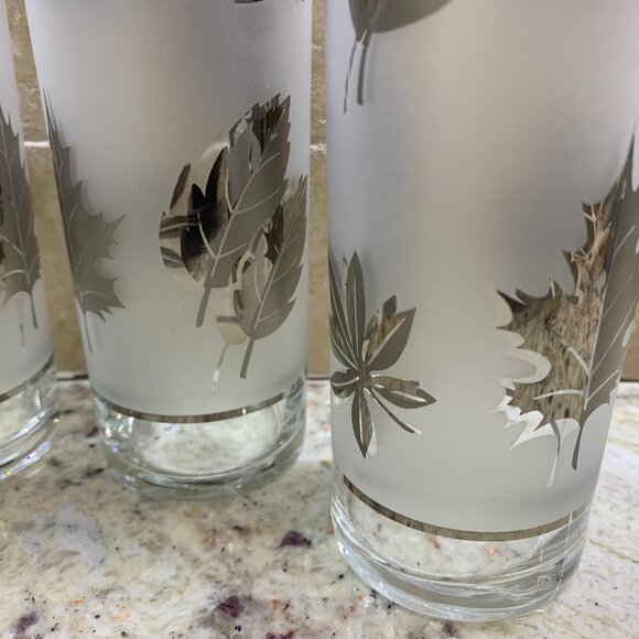 Vintage Libbey Silver Foliage Tom Collins Tall Cooler Glasses 13 oz Set of 4 - Picture 4 of 6